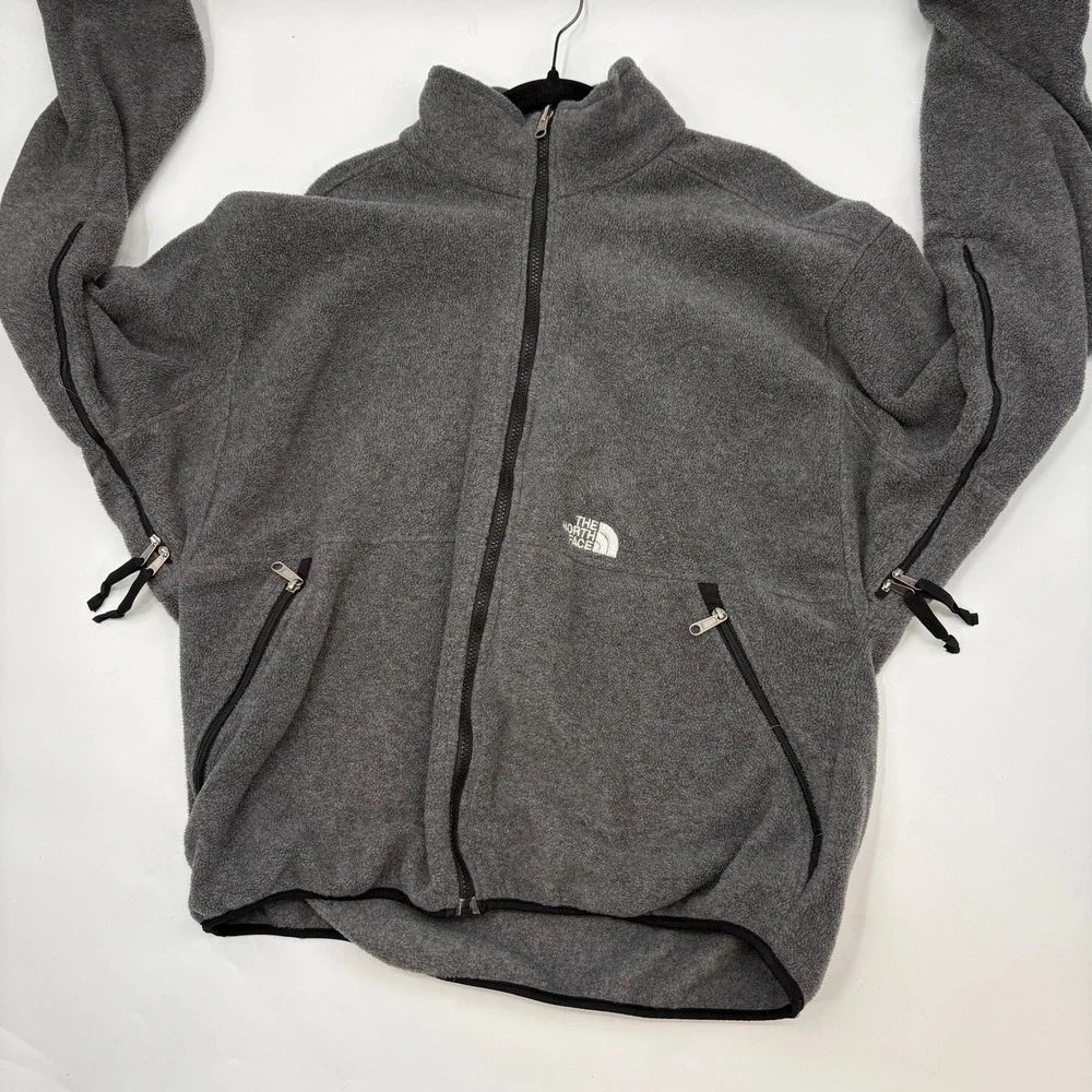 The North Face Mens Size XL Gray Full Zip Fleece Jacket Pit Zips